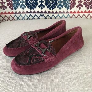 Vionic Burgundy Dayna Snakeskin Suede Loafers